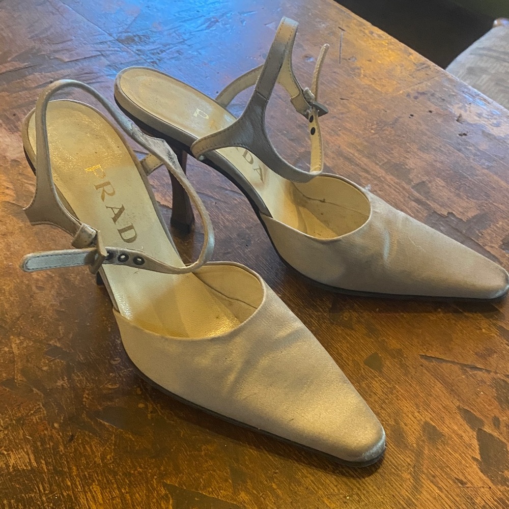 Prada Women's Silver Slingback Heels